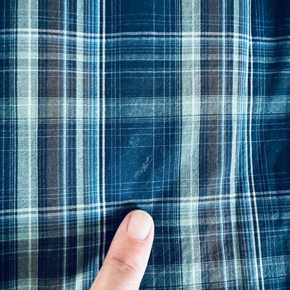 wrangler retro western plaid shirt mens large l blue pearl snap cowboy rodeo - Picture 7 of 9